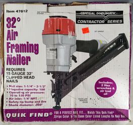 Central Pneumatic 32° Air Framing Nailer With Nails (Brand New)