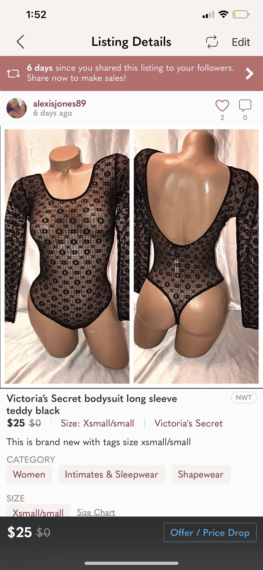 Victoria’s Secret Long Sleeve Bodysuit
