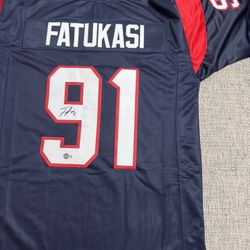 Folorunso Fatukasi Signed Autograph Custom Jersey - Beckett Coa - Houston Texans