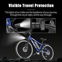 G26 749W Peak Motor Adult Electric Bike - 55-Mile Range, 20 MPH, Blue (Plug-In)