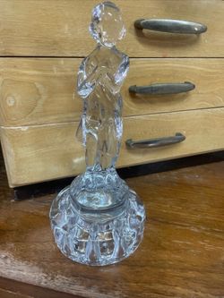 Antique glass lady flower frog Cambridge