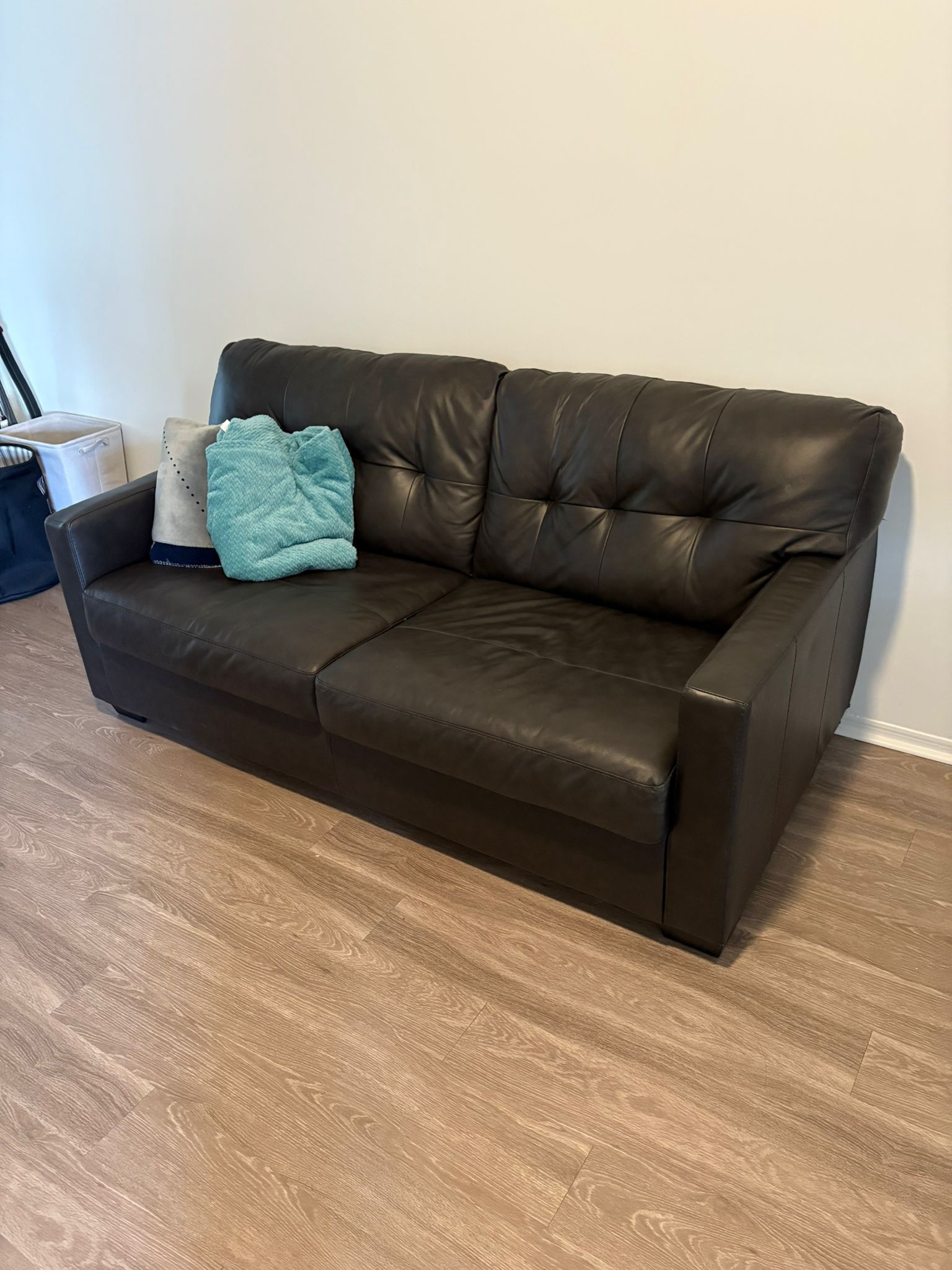 Dark Leather Sofa - Great Condition