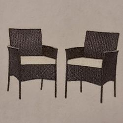 Two Outdoor Side Chairs With Cushions