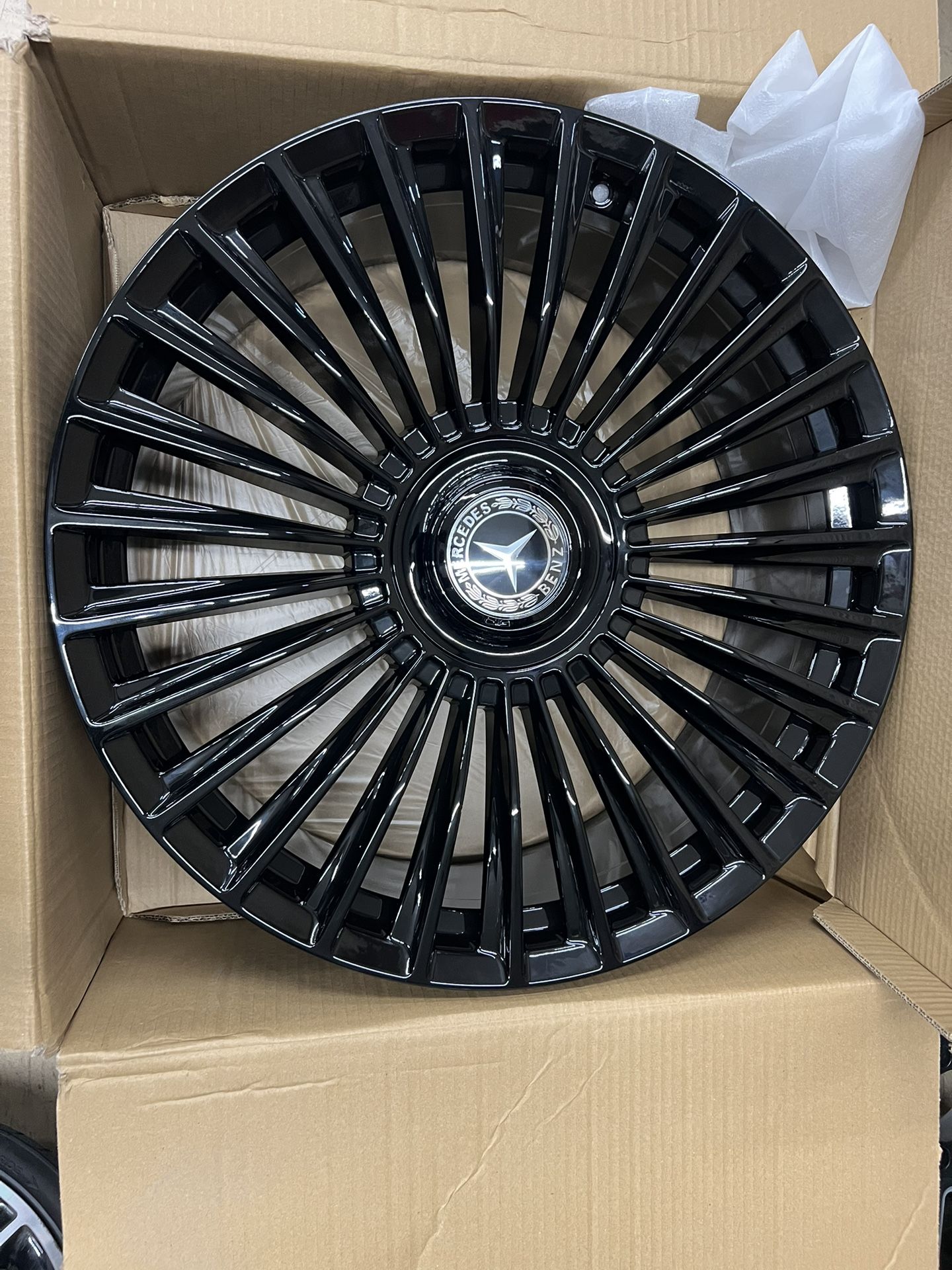 Mercedes S550 Gle Gl Gls 22” New Blk Amg Maybach Style Rims With Floating Caps And Tires Set