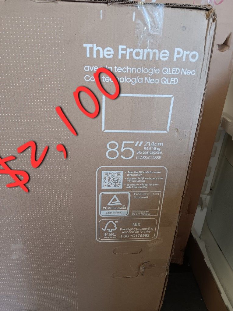 SAMSUNG 85"INCH QLED 4K THE FRAME PRO TV.