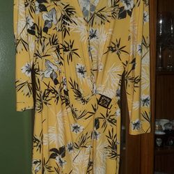 Yellow Floral Print Dress 
