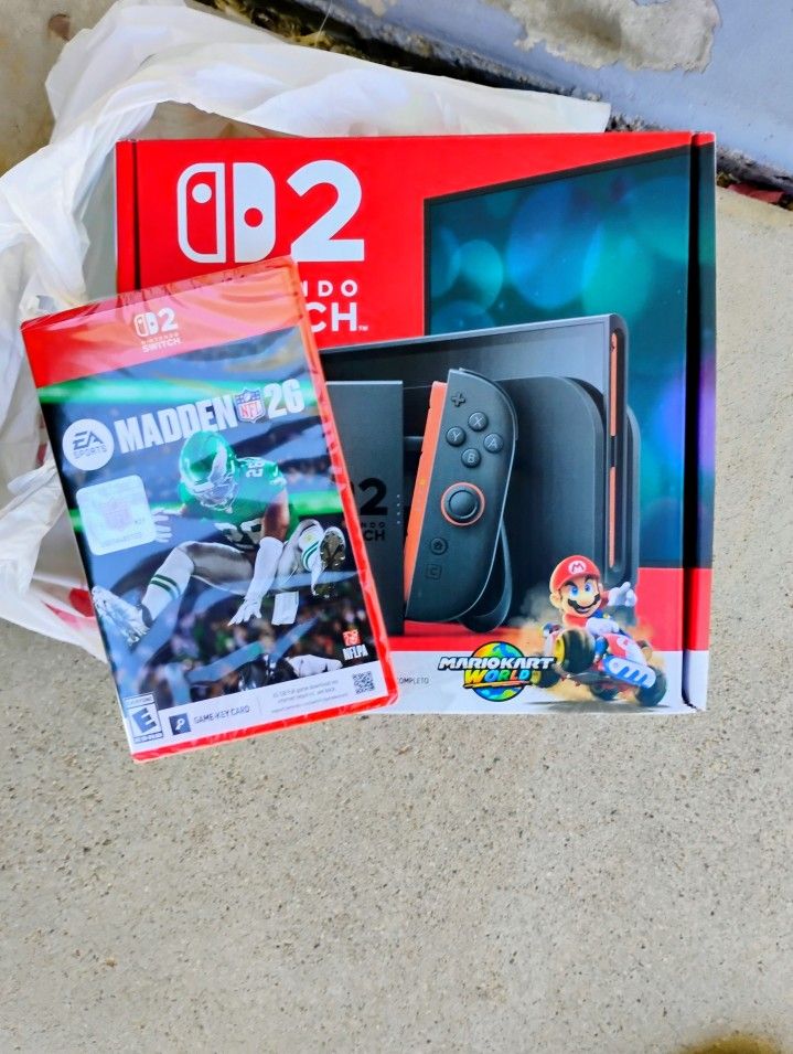 Brand New Nintendo Switch 2 Mario Kart World Bundle As Well As Madden 26 Brand New Sealed Unopened $460