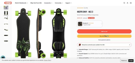Selling my Meepo Envy NLS 3 electric skateboard