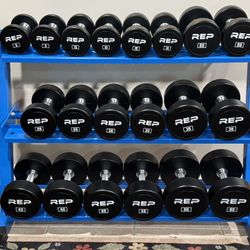REP Fitness Dumbbell Set 5-50 lb + Rack + Adjustable Bench