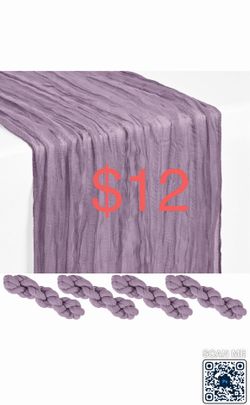 4 Pack Purple Cheesecloth Table Runner 17 x 108 inch Boho Gauze Table Runner Rustic Sheer Cheese Cloth Table Decorations for Wedding Party Baby Bridal