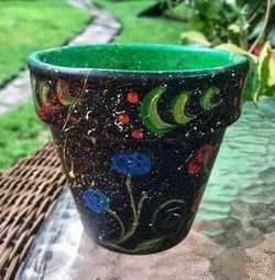 Hand-Painted Terracotta Planter/Flower Pot