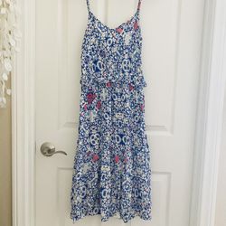 Size Medium Blue Floral Dress - Spaghetti Strap Dress