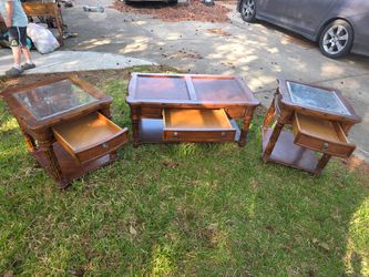 Solid Wood coffee table and side tables.