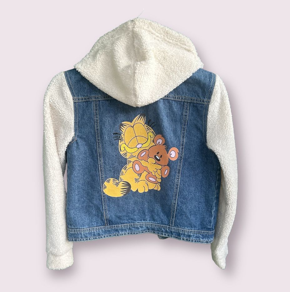 Garfield Custom No Boundries Fleece Hooded Denim Jacket
