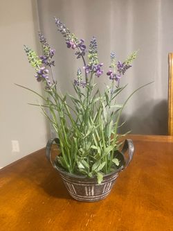 Decorative artificial purple lavender arrangement