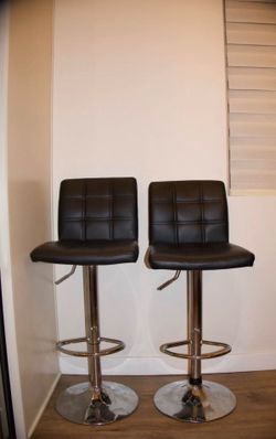 Set of 2 Adjustable Black Bar Stools