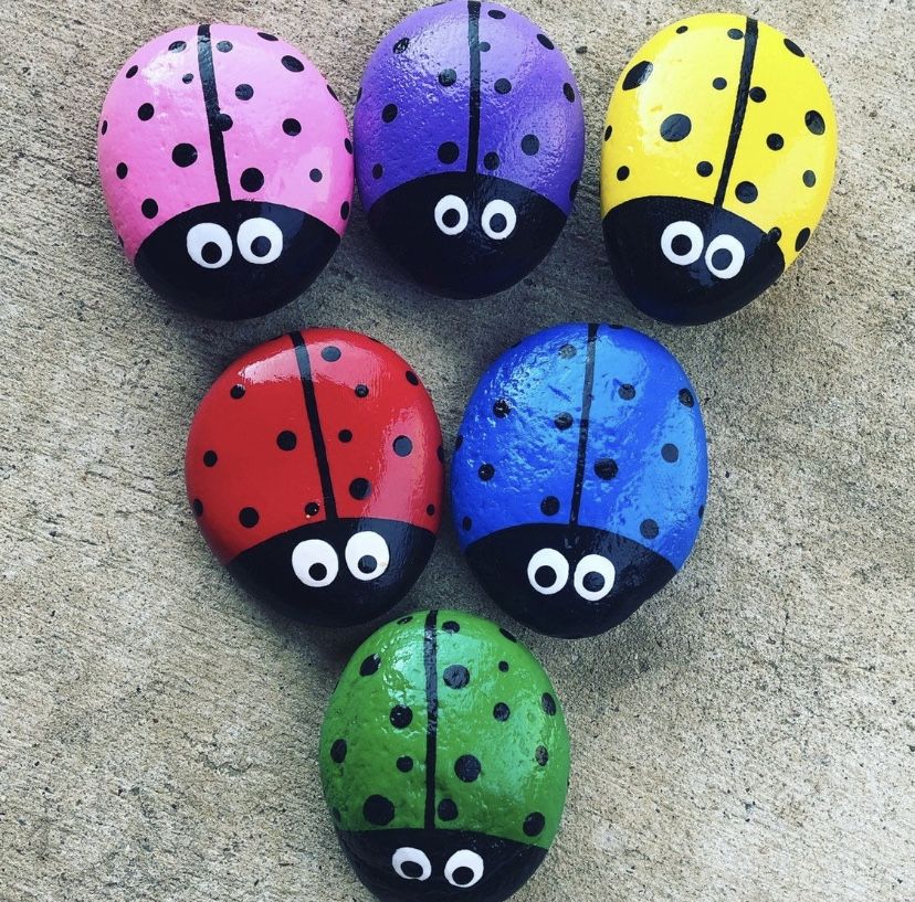 Ladybug Painted Rocks (SET OF 6) Great For Home Or Garden Decor And As A Gift