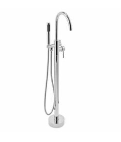 1-Handle Freestanding Floor Mount Roman Tub Faucet Bathtub Filler with Hand Shower in Chrome