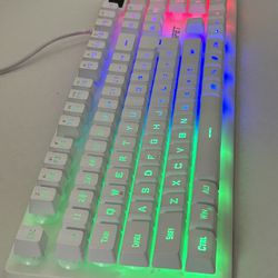 NPET K10 Wired Gaming Keyboard, RGB Backlit, Spill-Resistant Design! - White