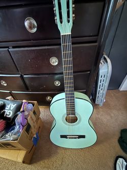 Acoustic Guitar. Turquoise. Best choice products.