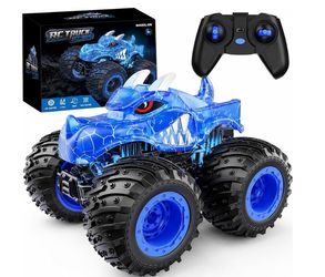 Remote Control Monster Car, 2.4GHz RC Monster Trucks Toys for 3 4 5 6 7 8 Years Old Boys Kids, All Terrain RC Truck Off Road with Spray, Light, Rechar