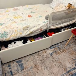 Twin XL bed frame with two drawers