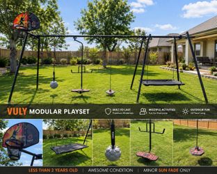 Vuly Modular Backyard Playset – Basketball Hoop, Nest Swing & Multiple Accessories