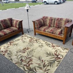 Mission Oak Slat Back Loveseat 