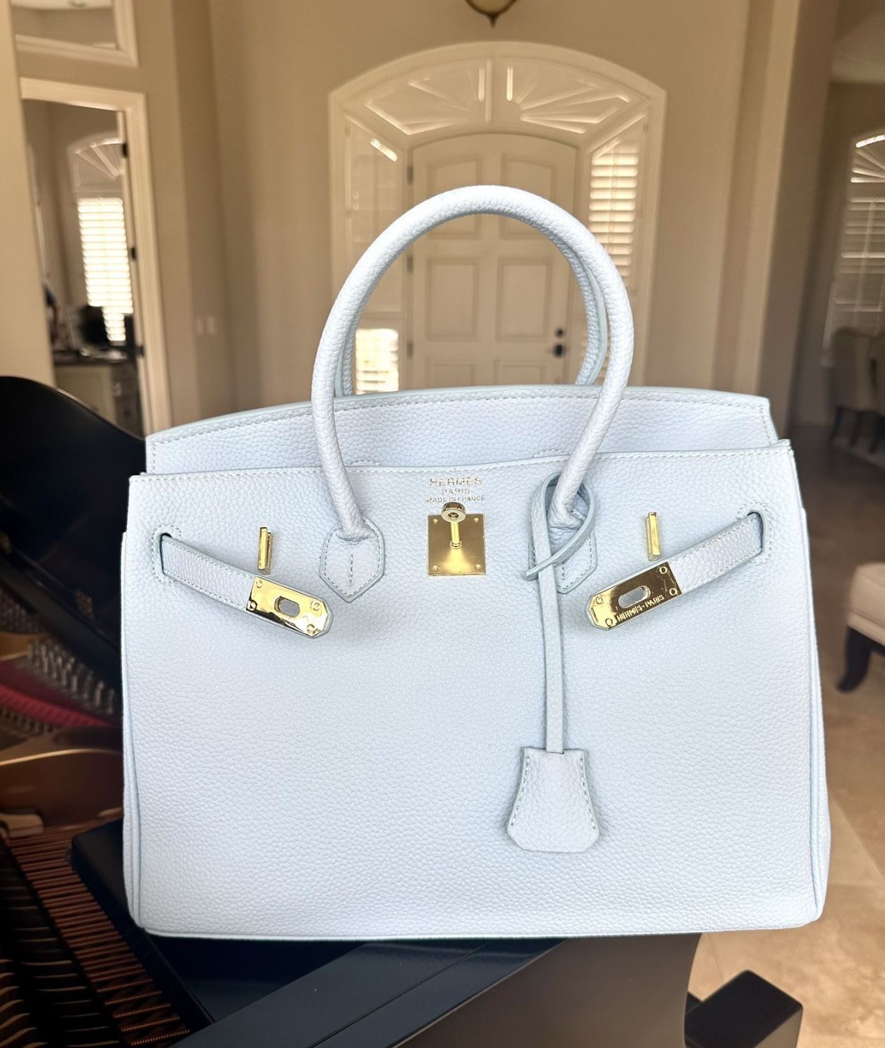 Birkin Handbag Bleu Glacier Epsom with Gold Hardware 30 $21,235 