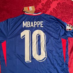 France Mbappe Jersey #10 Home 2024-2025 Euros Patches