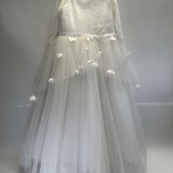 Abaowedding Lovely Flower Girl Dress Lace Long Sleeves White 8-9