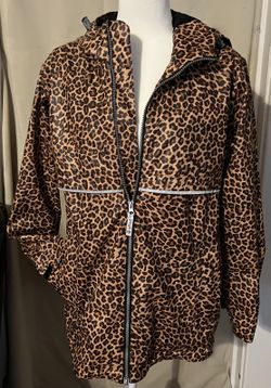 New Girlie Girl Originals Leopard print rain coat/jacket size Medium