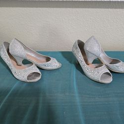Girls Sparkly Bedazzled Jeweled Heels Sizes 1 & 2