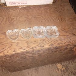 VTG heart shaped & Square PRESSED GLASS TRINKET BOX