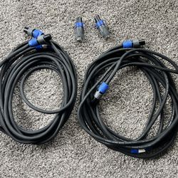 2 Live Wire Elite Speaker Cables and 2 speakon-1/4” adaptors