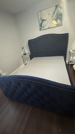 Queen Velvet Upholstery Bed