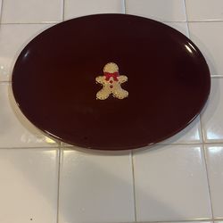 Ceramic Gingerbread Serving Decorative Tray 12x9”