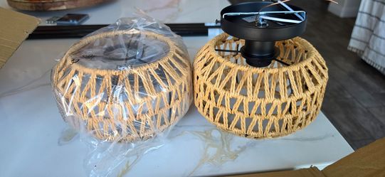 2 Pack Farmhouse Light Fixtures Ceiling Mount,Mini Rattan Boho