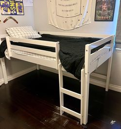 White Wooden Low Loft Bed / Junior Loft Bed