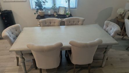 Wood dining table and chairs