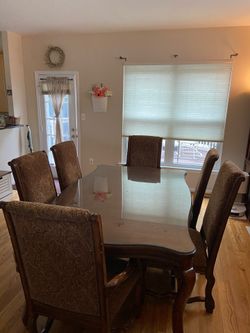 Solid Wood Dining Table set with 4 chairs and 2 arm chairs