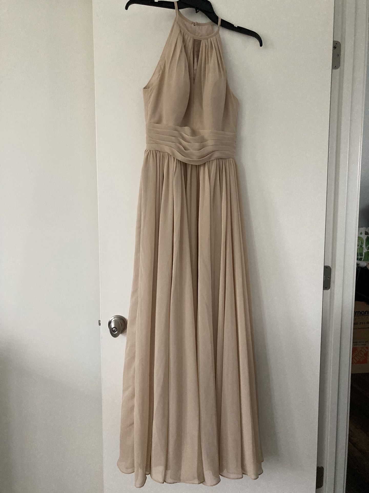 Pre-owned Azazie Cherish Bridesmaid Dress Gown - Champagne - Size 2