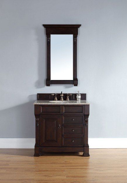 James Martin 147-114-5566 Brookfield 36 Inch Burnished Mahogany Single Vanity with Top