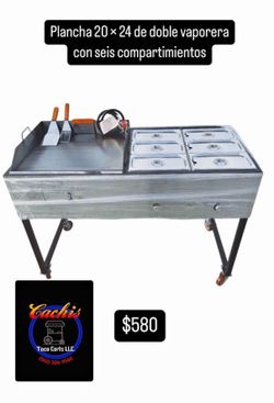 carrito para tacos 20 × 24 con doble vaporera