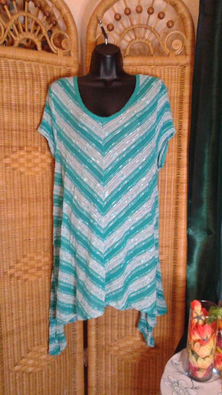 Massini women tunic style grn/wht dress size 3x