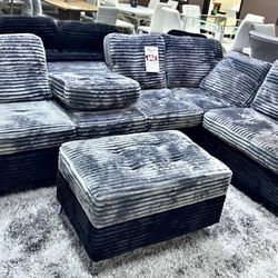NEW SECTIONAL SOFA WITH OTTOMAN AND FREE DELIVERY- NEW IM BOXES