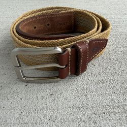 Martin Dingman Belt Woven Leather Brown Tan Casual Men Size 36 Vintage Style