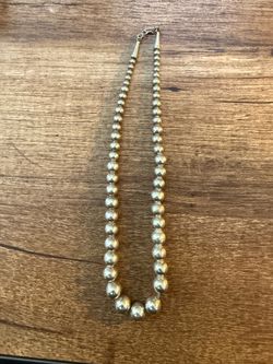 Silver Navajo Pearl Bead Necklace