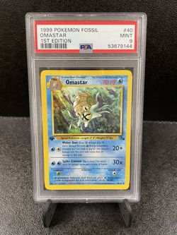 Pokemon Fossil 1st Edition Omastar Vintage PSA 9 MINT