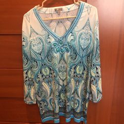 Printed Blouse With Rhinestones